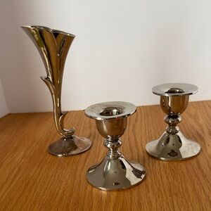 Godinger Bud Vase and Candle Holders - Set of 3